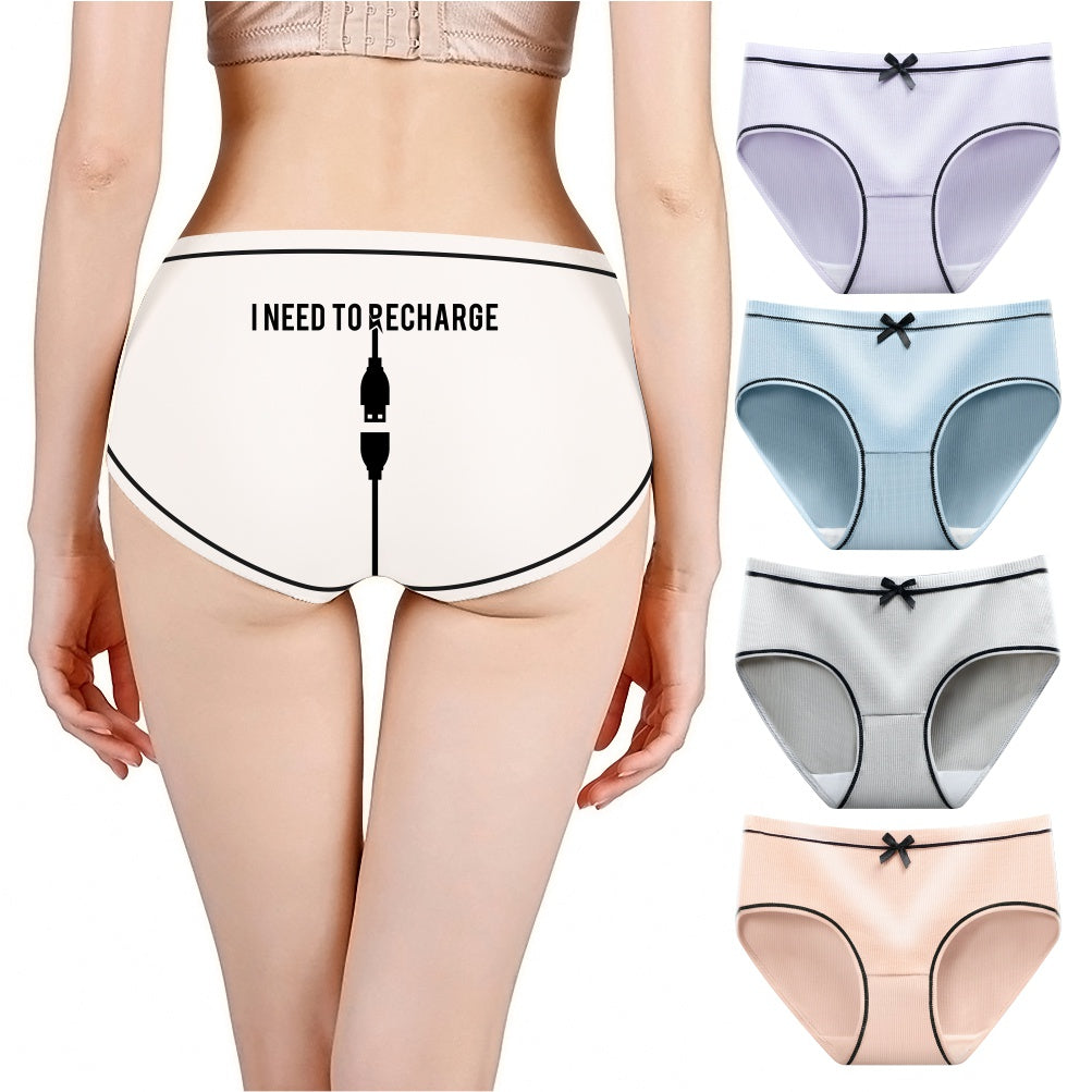 Women Cotton Mid Waist Graphene Sexy Underwear 1pcs