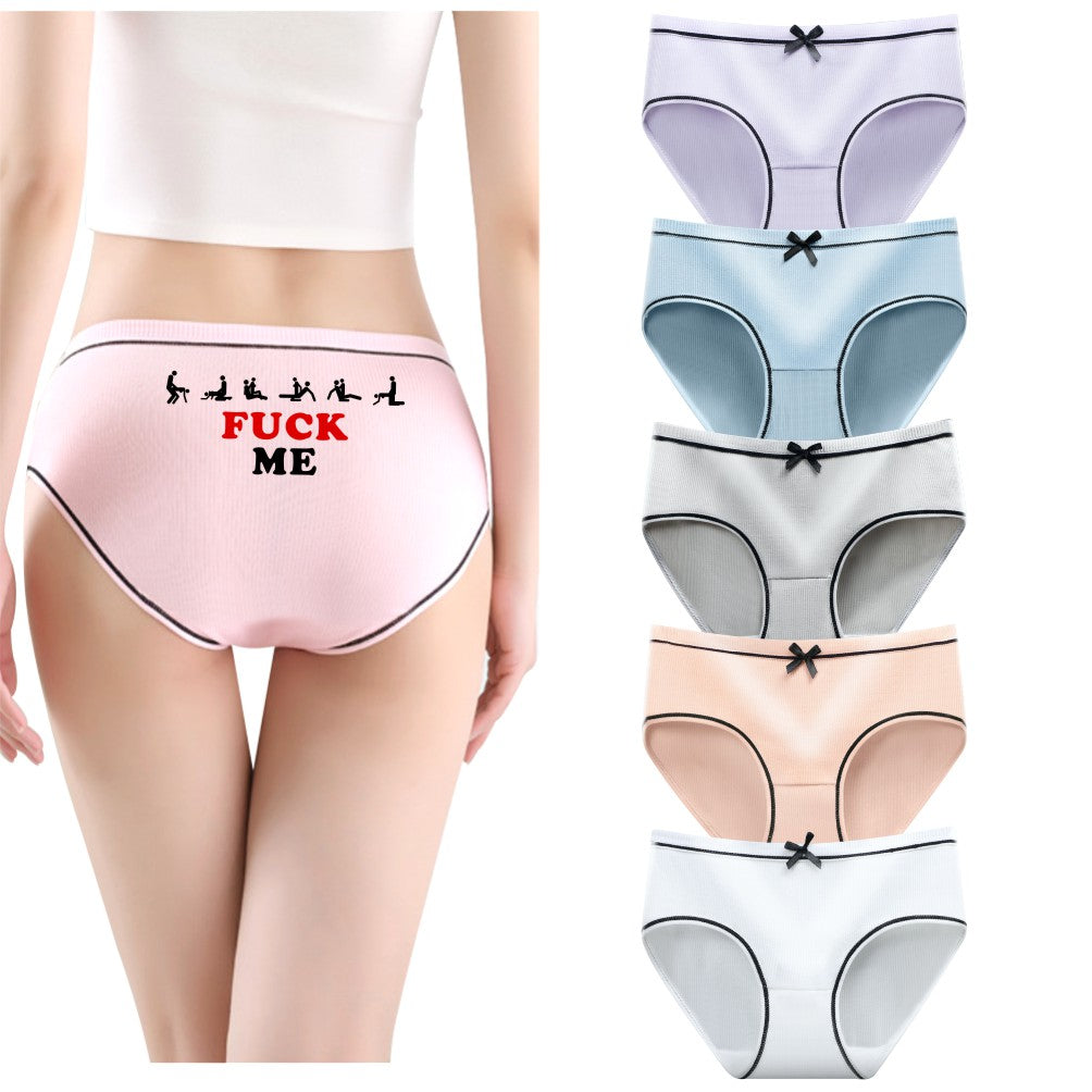 Funny slogan printing woman modal panties/high stretch three-dimensional  cut woman low waist briefs/fuck me